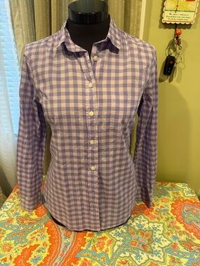 J. Crew Women’s Lavender Checkered Button-Down Shirt Size Small